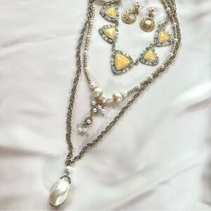 3 Vintage Y2K layered necklaces and earrings